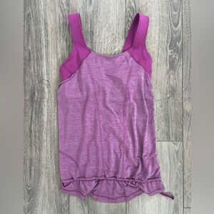 Lululemon Scrunch Elastic Bottom Athletic Purple Tank Top Built in Bra